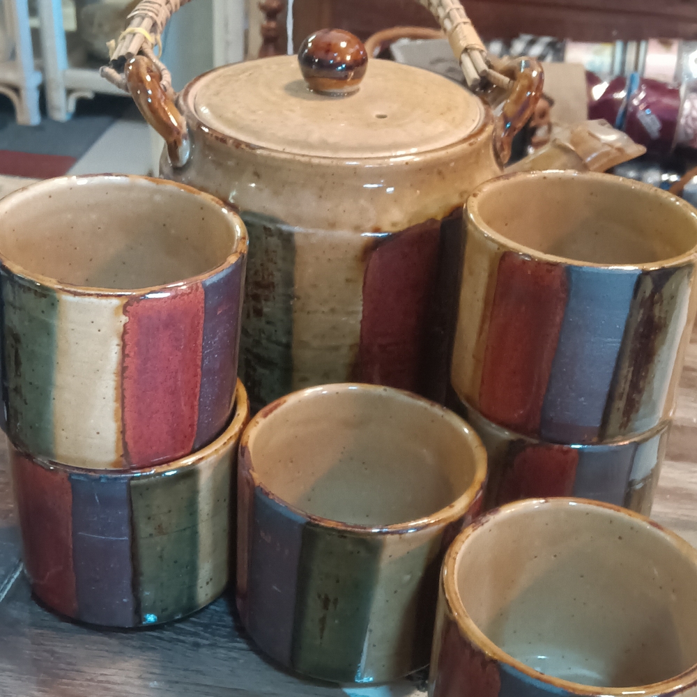Unique Vintage Multicolor Ceramic Tea Set